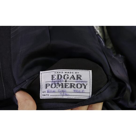 Edgar Pomeroy Bespoke Gray Pinstripe Peak Lapel Wool Blazer Jacket 44XL - Picture 10 of 10